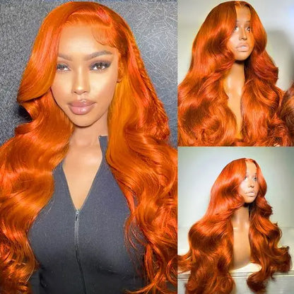 Orange Ginger 13x6 Hd Glueless Lace Front Human Hair Wig Lace Frontal  Colored Body Wave Human Hair Wigs for Black Women