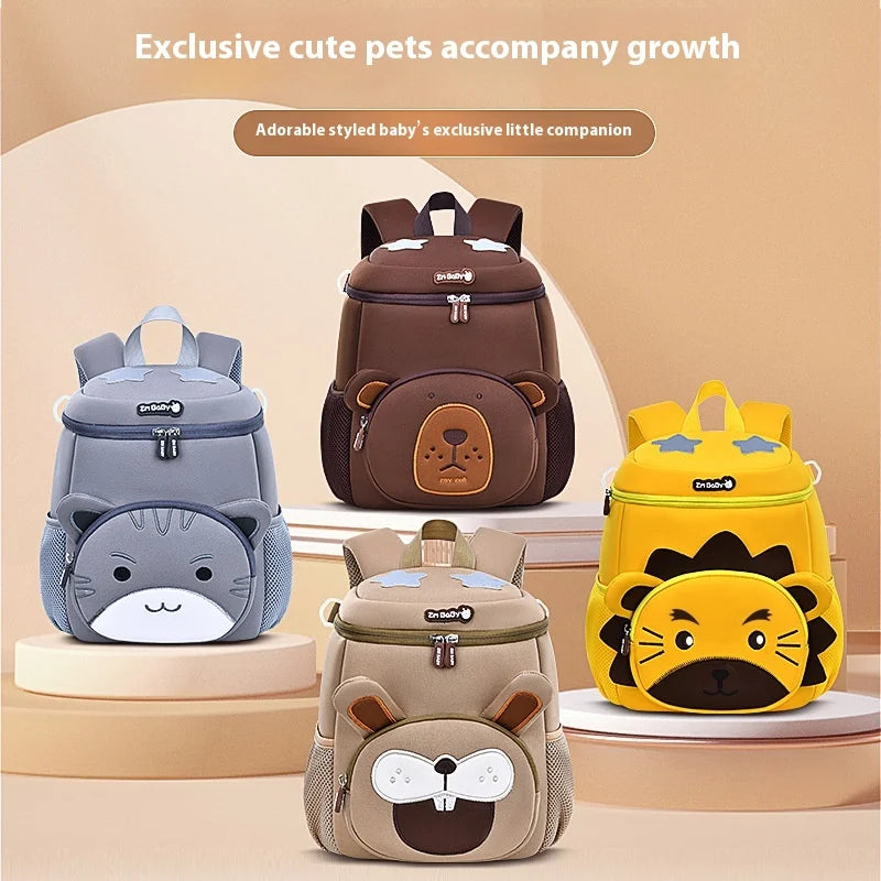 Lightweight Double Shoulder Backpack for Boys Sesame Cartoon Design Kindergarten New Year Gift Mini Diving Material School Bag