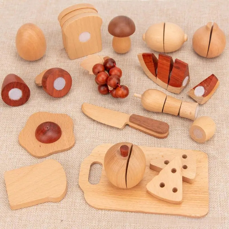 Wooden Pretend Play Kitchen Toy Magnetic Vegetable Fruit Toy  Cutting Cooking Food Toy for Kids