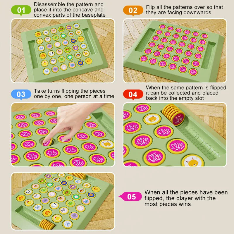 Children's Two-Player Animal Flip Chess Set Plastic Board Game Enhancing Logical Thinking New Educational Toy for Parents Kids