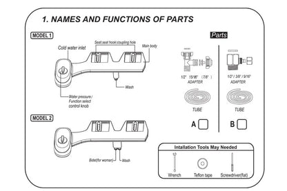 Bidet Toilet Seat Attachment Non-Electric Self-Cleaning Dual Nozzles Wash Hot Cold Mixer Water Lady Bathroom Accessories Sprayer