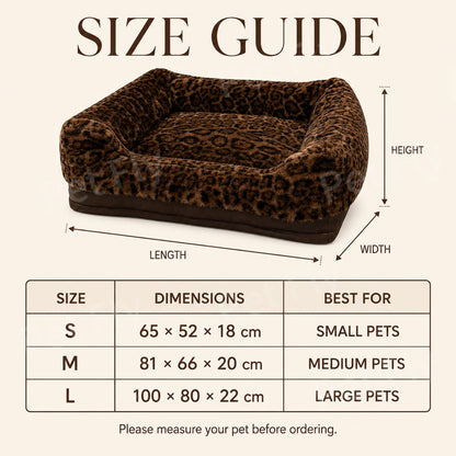 Luxury Leopard Faux Fur Pet Sofa Bed  Removable Washable Cover High Resilience Orthopedic Dog Bed Support Custom Dropshipping