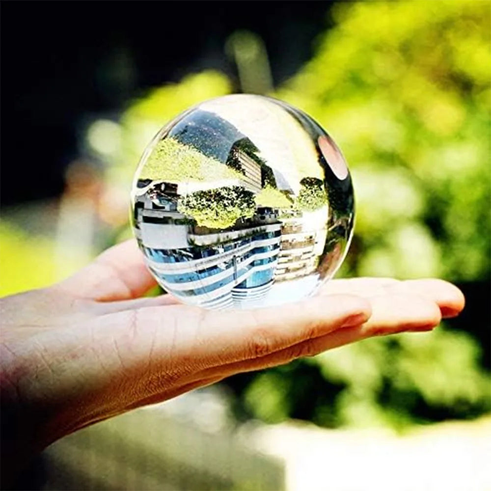 65mm Clear Acrylic Crystal Sphere with Wooden Stand Healing Crystal Ball for Meditation, Home Decoration Various Sizes