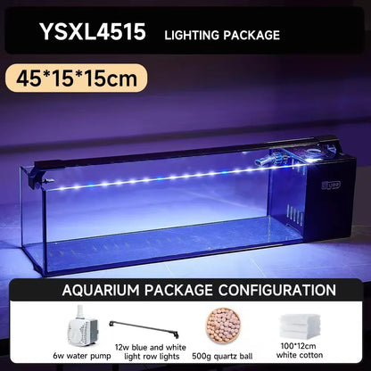 Wholesale 20 Gallon Ultra Clear Low Iron Glass Betta Aquarium Kit  Desktop Fish Tank Decoration with Water Pump and LED Light