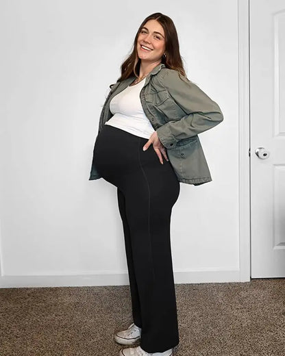 Pregnant Woman's Summer Lightweight Wide-leg Pants with Built-in Support for the Abdomen