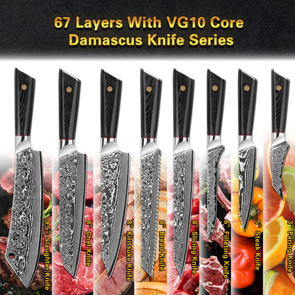 10% Off Custom Logo 67 Layers v Gold G10 Handle 9.5 Inch Damascus Camel Slaughter Knife with Magnet Gift Box