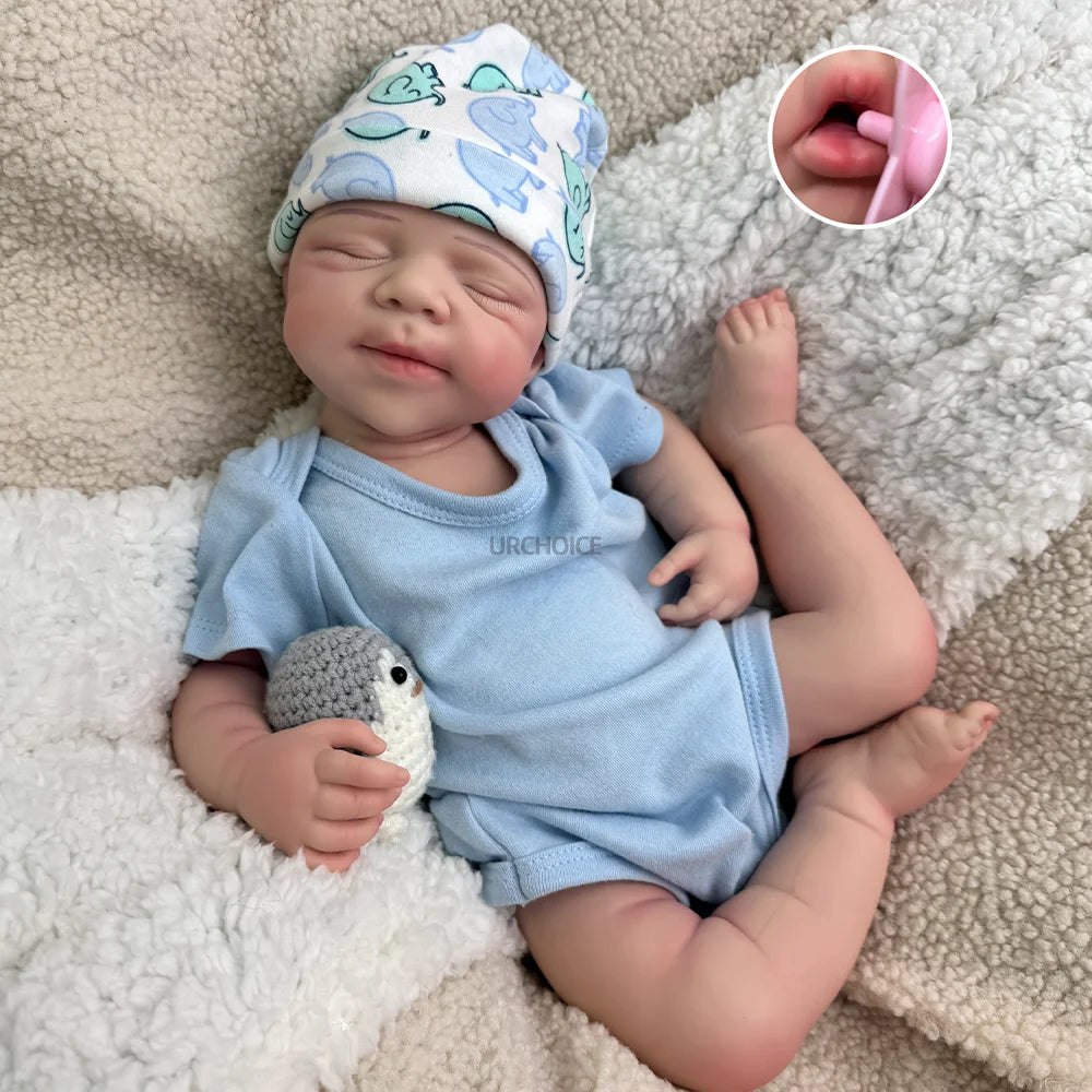 3D Modeling Support 19" Full Silicone Body Reborn Baby Lifelike Open Mouth Fashion Doll Toy for Collectors and Artists