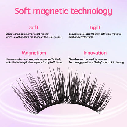 Saft Magnetic Eyelash Kit Hypoallergenic & Waterproof Vegan Magnetic Lashes with Eyeliner Reusable Easy to Apply for Beginners
