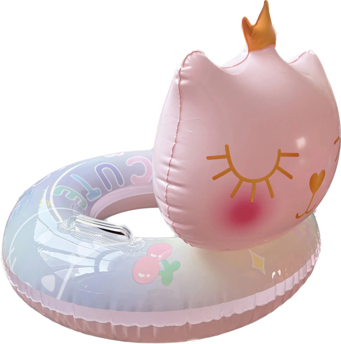 Thickened Baby Inflatable Children's Swimming Ring for Boys Girls Eco-friendly PVC Water Sport Use Purple Bear Seat with Handle