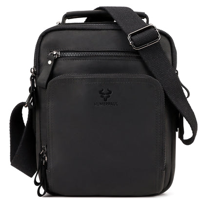 HUMERPAUL Men's Leather Shoulder Sling Bag Business Crossbody Messenger Bags for Work High Quality Male Cowhide Travel Handbag