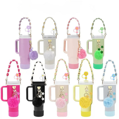MU Beauty Pink Water Kettle Cup Decoration 40OZ Girl Plush Toy Portable Steel Kettle Cup Silica Gel Accessories