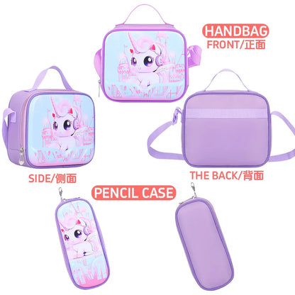 3D Cartoon Children 16 Inch 3PCS School  Bags Set Kids School Backpack  With Pencil Case and Lunch Container for Boy Girl