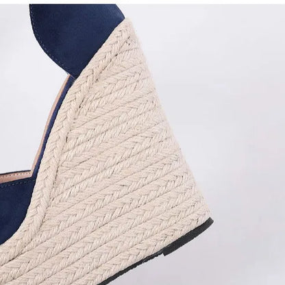 Zapatos De Plataforma De Las Mujeres Zapatillas Jute Ankle Strap Tie up Sexy Platform Sandals High Heels Wedges Shoes for Ladies