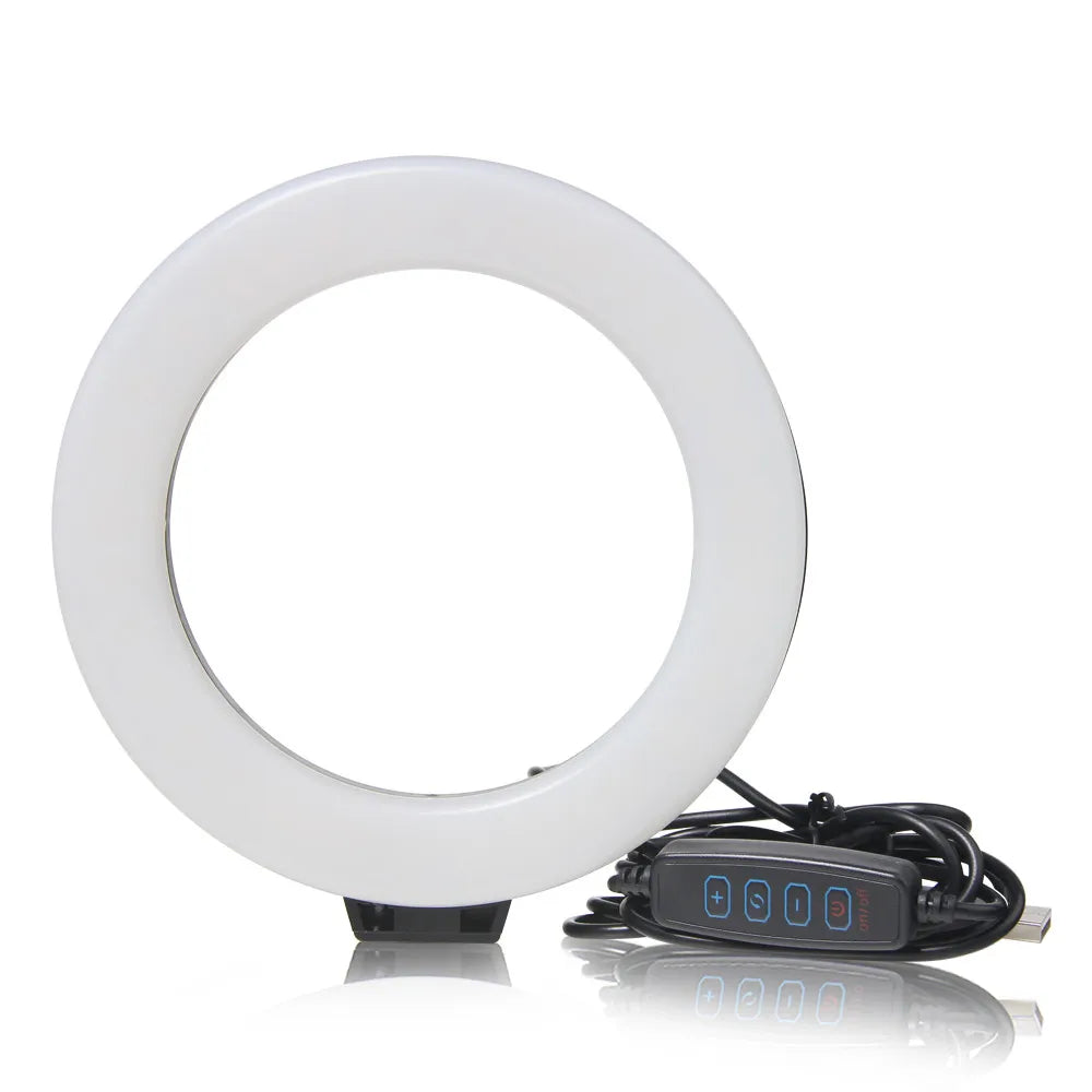 6 Inch Mini LED Selfie Ring Light Desktop Video Lamp With Tripod Stand USB Plug For YouTuber Live Vlog Makeup Studio