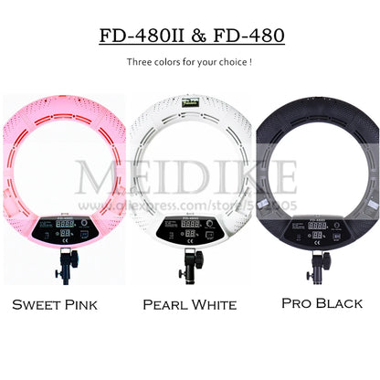 LED Ring lamp FD-480II Beauty Studio LED Ring Light LED lamp Bio-color Video Makeup Lighting + stand (2M)+ bag Photography light