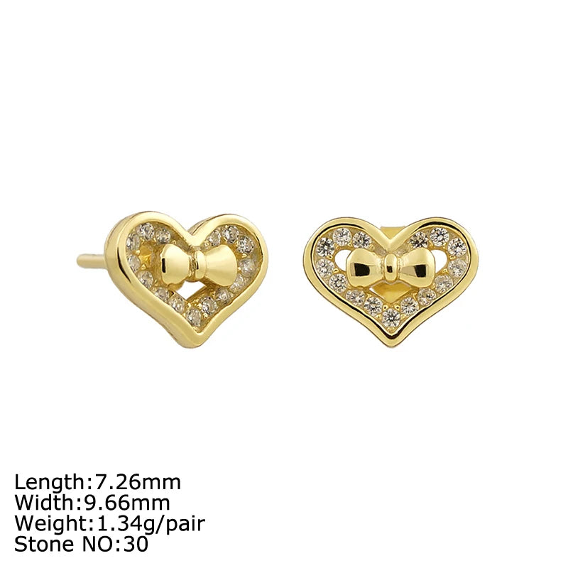 New Jewelry Minimalist Shaped Heart Nimi Small Size Cz Zirconia S925 Silver Stud Earrings for Kids