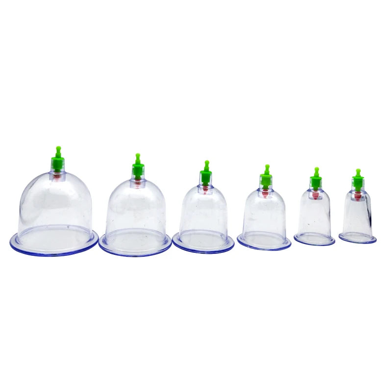 Vacuum Cupping Massage Kit w/ Pump Gun - 6 Suction Cups for Back, Body Therapy, Anti-Cellulite & Detox