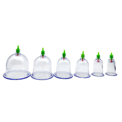 Vacuum Cupping Massage Kit w/ Pump Gun - 6 Suction Cups for Back, Body Therapy, Anti-Cellulite & Detox