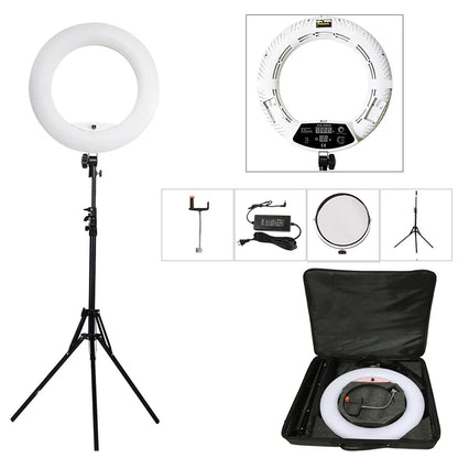 LED Ring lamp FD-480II Beauty Studio LED Ring Light LED lamp Bio-color Video Makeup Lighting + stand (2M)+ bag Photography light