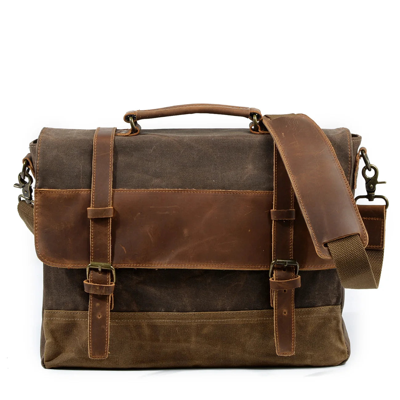 MUCHUAN 2303 Waxed Canvas Leather Backpacks for Men Wholesale Roll Top Hiking Camping Rucksack Knapsack Bags