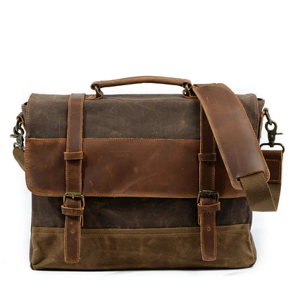 MUCHUAN 2303 Waxed Canvas Leather Backpacks for Men Wholesale Roll Top Hiking Camping Rucksack Knapsack Bags