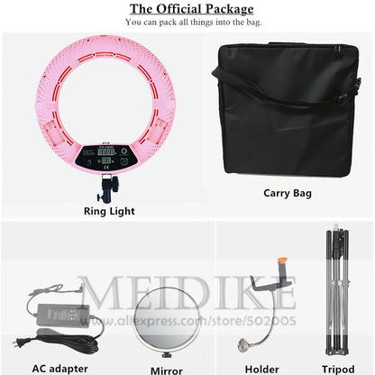 LED Ring lamp FD-480II Beauty Studio LED Ring Light LED lamp Bio-color Video Makeup Lighting + stand (2M)+ bag Photography light