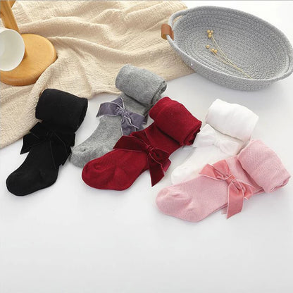 0-3Yrs Newborn baby girls pantyhose velvet ribbon bowknot design kids leggings for girls clothes toddler baby stocking children