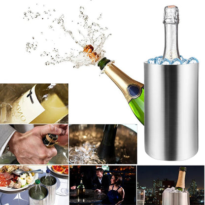 UPORS Stainless Steel Wine Cooler Bucket - Double Wall Ice Bucket for Wine Champagne Beer | Home Bar