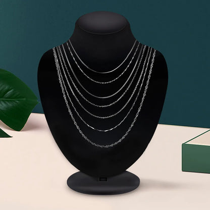 JewelryPalace Genuine 100% 925 Sterling Silver Necklace Ingot Twisted Trace Belcher Snake Bar Singapore Box Chain Necklace Women