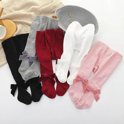 0-3Yrs Newborn baby girls pantyhose velvet ribbon bowknot design kids leggings for girls clothes toddler baby stocking children