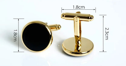 Gold Plated Metal Buttons Cufflinks Enamel Studs Set for Men's Tuxedo Shirt