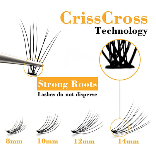 Kimcci Natural Fake Eye Lashes 60pcs 8/10/12/14mm Makeup Individual Cluster Eye Lashes Grafting Fake False Eyelashes Faux Cilias