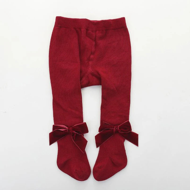 0-3Yrs Newborn baby girls pantyhose velvet ribbon bowknot design kids leggings for girls clothes toddler baby stocking children