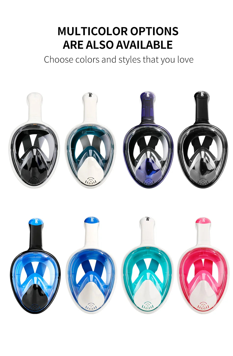 COPOZZ Professional Snorkeling Diving Mask Underwater Scuba Full Face Snorkel Mask Anti Fog Goggles for Adult Swimming Equipment