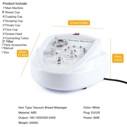 Breast Pump Vacuum Therapy Machine Massager Buttocks Lifting Machine BBL Scraping Cup Female Massage Colombian Buttocks Lifting