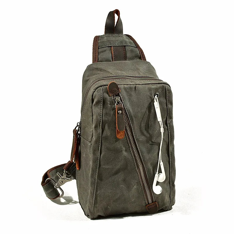 MUCHUAN 2303 Waxed Canvas Leather Backpacks for Men Wholesale Roll Top Hiking Camping Rucksack Knapsack Bags