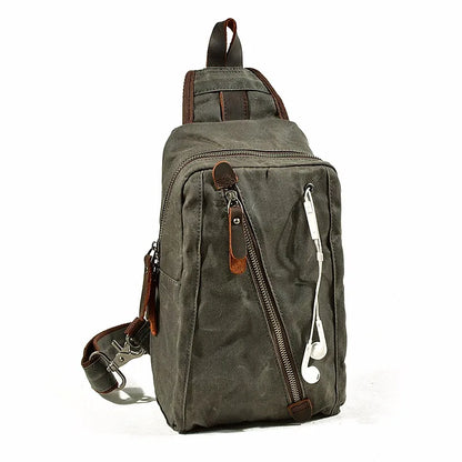 MUCHUAN 2303 Waxed Canvas Leather Backpacks for Men Wholesale Roll Top Hiking Camping Rucksack Knapsack Bags
