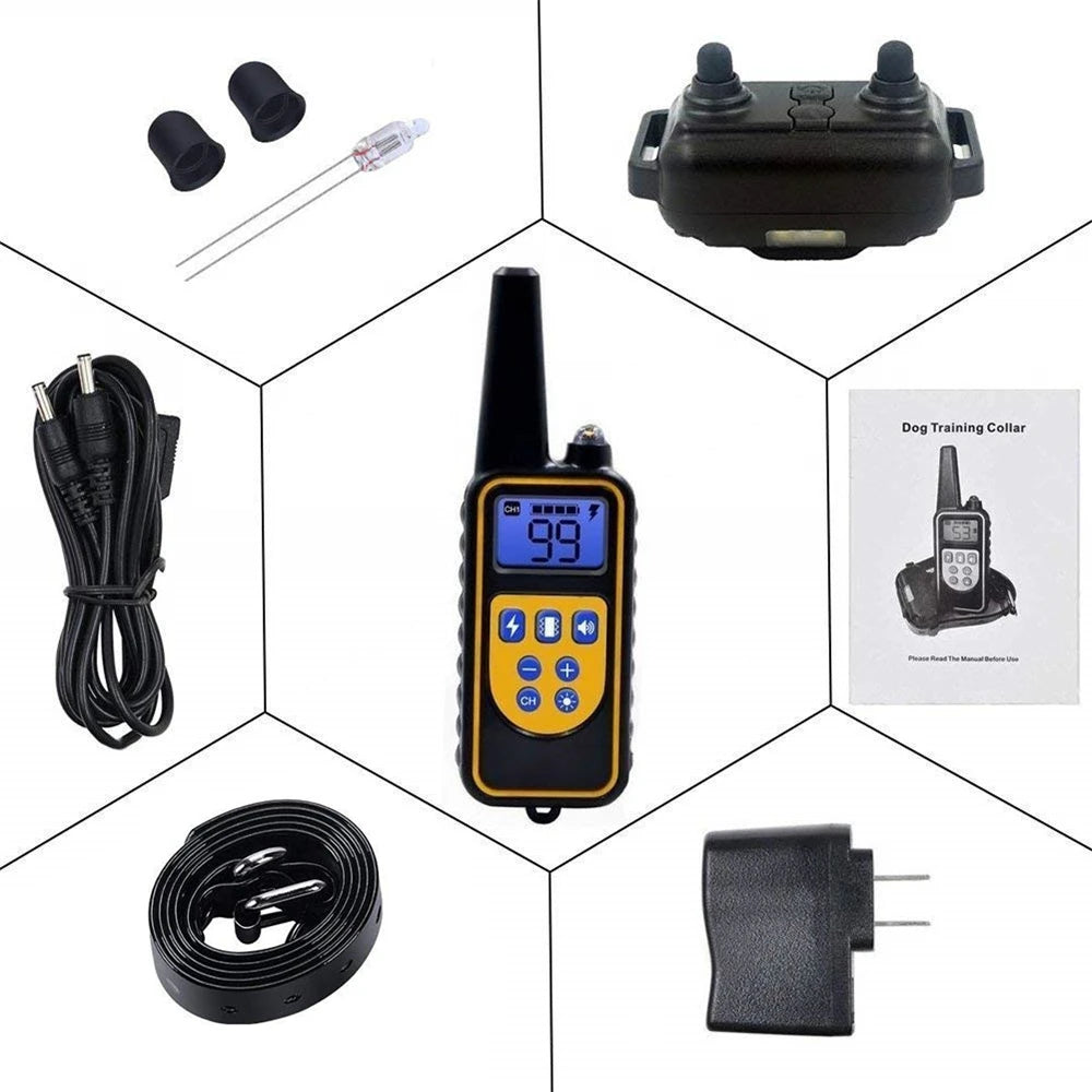 Waterproof 800m Electric Pet Training & Behavior Products Bark Collars Remote Control Rechargeable