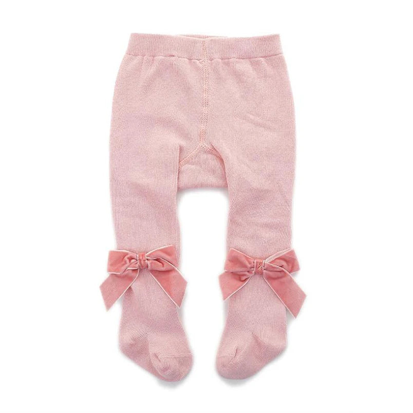 0-3Yrs Newborn baby girls pantyhose velvet ribbon bowknot design kids leggings for girls clothes toddler baby stocking children