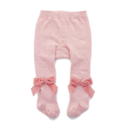 0-3Yrs Newborn baby girls pantyhose velvet ribbon bowknot design kids leggings for girls clothes toddler baby stocking children