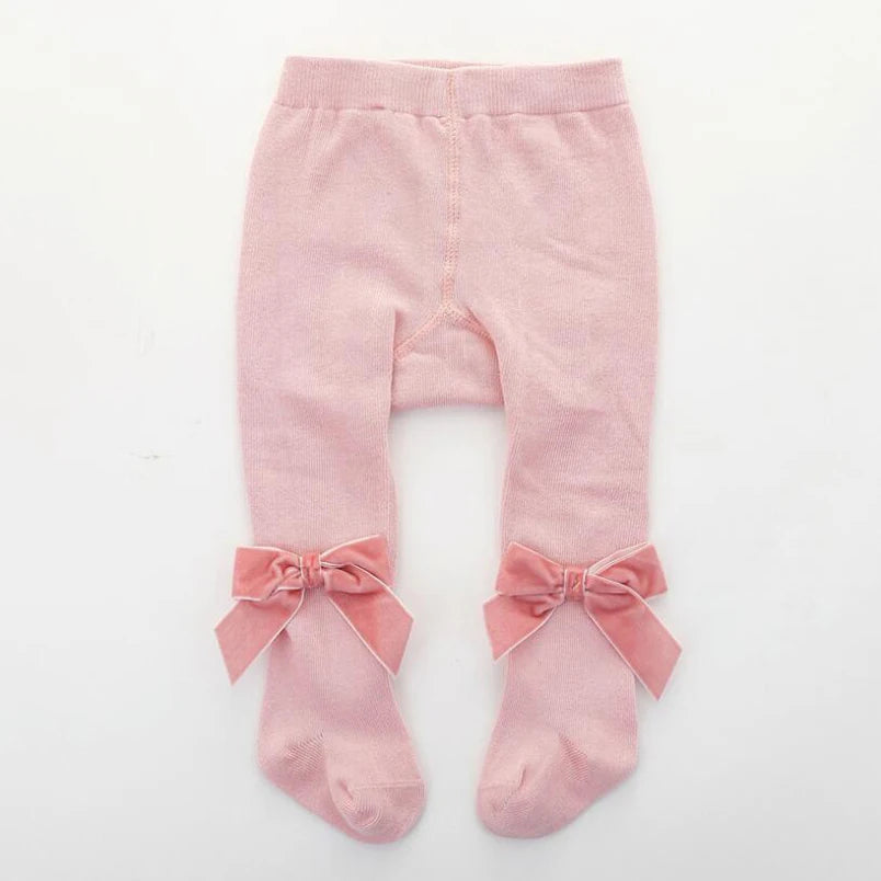 0-3Yrs Newborn baby girls pantyhose velvet ribbon bowknot design kids leggings for girls clothes toddler baby stocking children