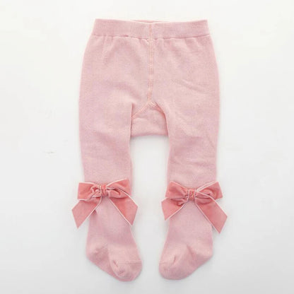 0-3Yrs Newborn baby girls pantyhose velvet ribbon bowknot design kids leggings for girls clothes toddler baby stocking children