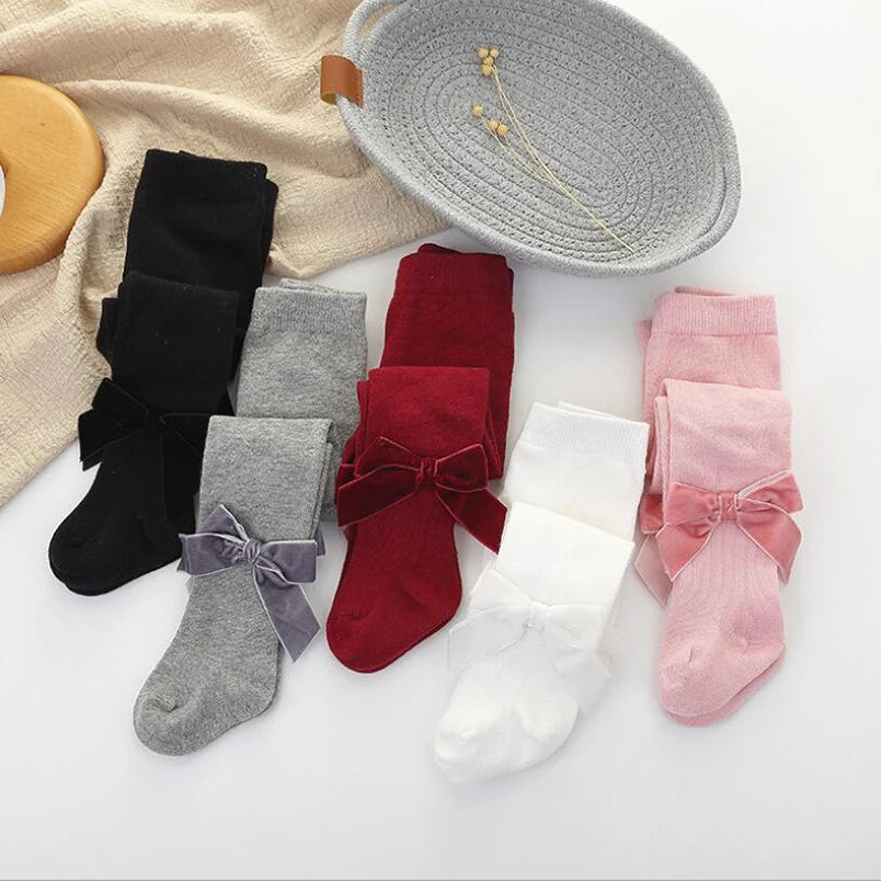 0-3Yrs Newborn baby girls pantyhose velvet ribbon bowknot design kids leggings for girls clothes toddler baby stocking children