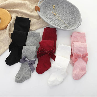 0-3Yrs Newborn baby girls pantyhose velvet ribbon bowknot design kids leggings for girls clothes toddler baby stocking children