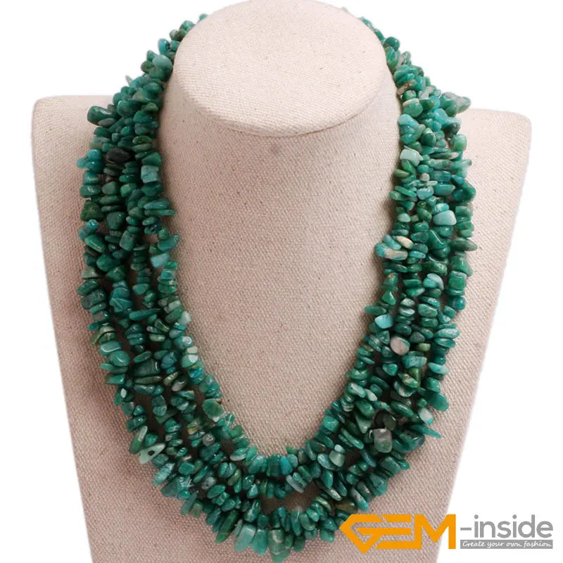 Handmade Assorted Chips Beaded Jewelry 17-20 Inch Multi Strands Cluster Statement Long Necklace For Women Gifts