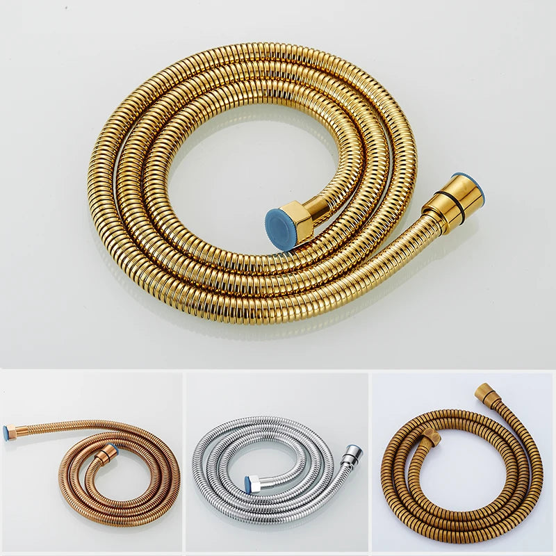G1/2 " Flexible Brushed Gold Shower Hose 1.5m Antique Plumbing Hose Stainless Steel Gray Bathroom Water Head Shower head Pipe