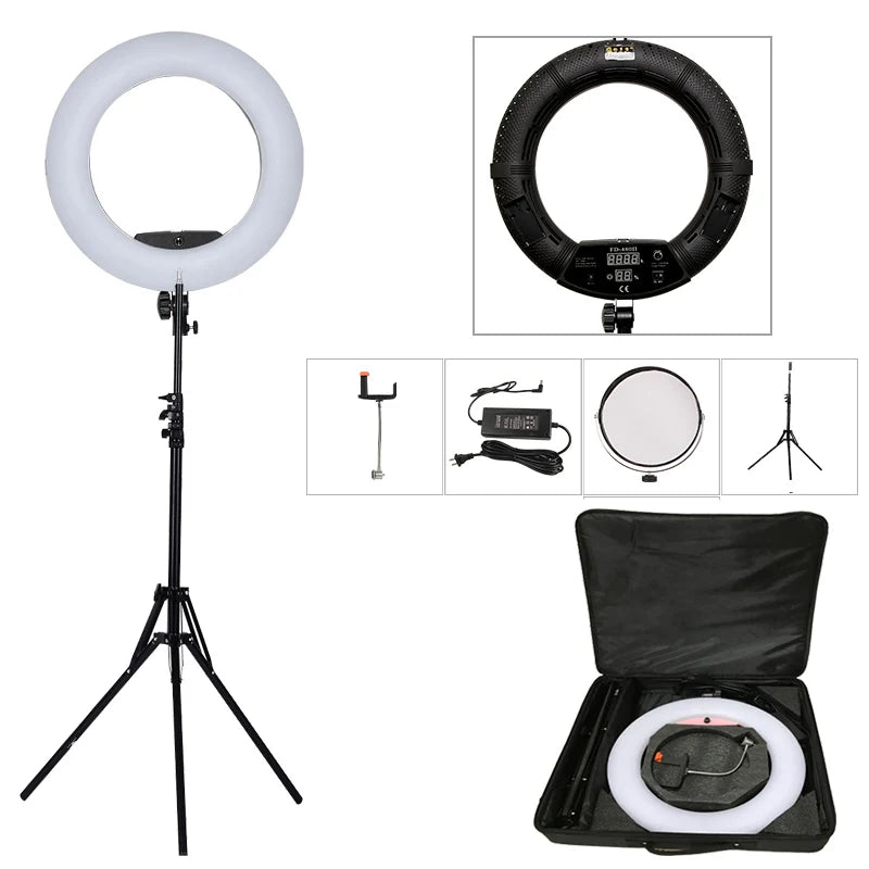 LED Ring lamp FD-480II Beauty Studio LED Ring Light LED lamp Bio-color Video Makeup Lighting + stand (2M)+ bag Photography light