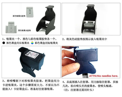 INK WAY Tintenpatronen-Pumpwerkzeug mit Klemme und Saugclip für HP 74, 75, 901, 121, 702, 803, 21, 22, 60, 61, 56, 57 usw., 500 Stück