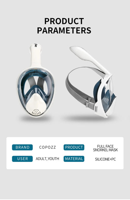 COPOZZ Professional Snorkeling Diving Mask Underwater Scuba Full Face Snorkel Mask Anti Fog Goggles for Adult Swimming Equipment