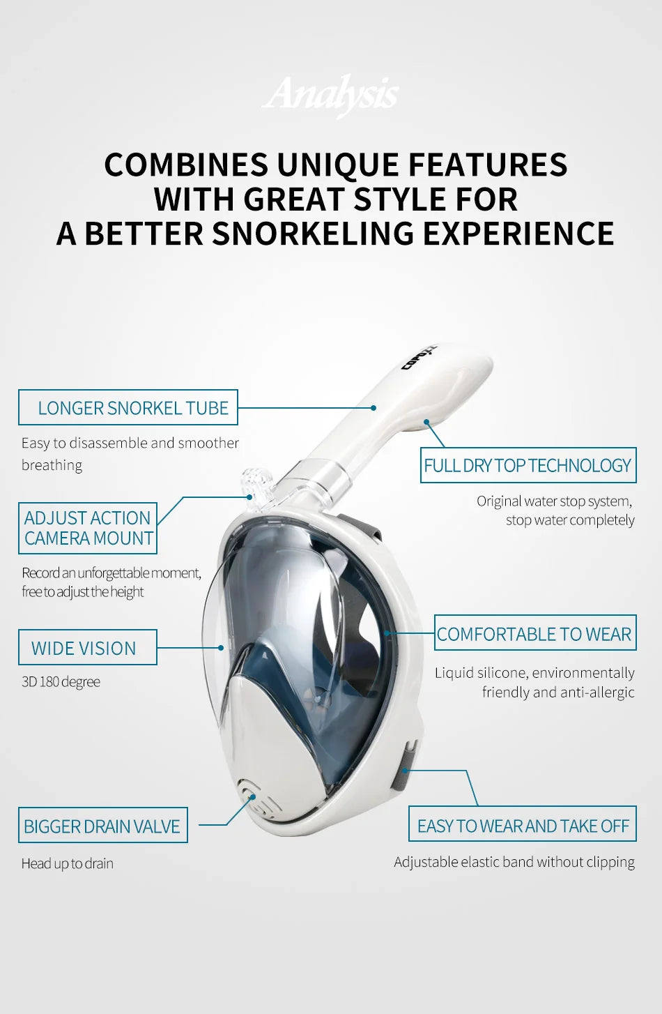 COPOZZ Professional Snorkeling Diving Mask Underwater Scuba Full Face Snorkel Mask Anti Fog Goggles for Adult Swimming Equipment